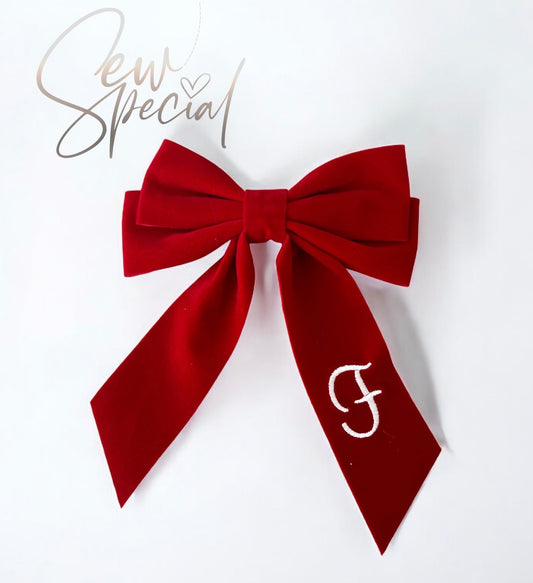 Red velvet personalised Christmas hair bow