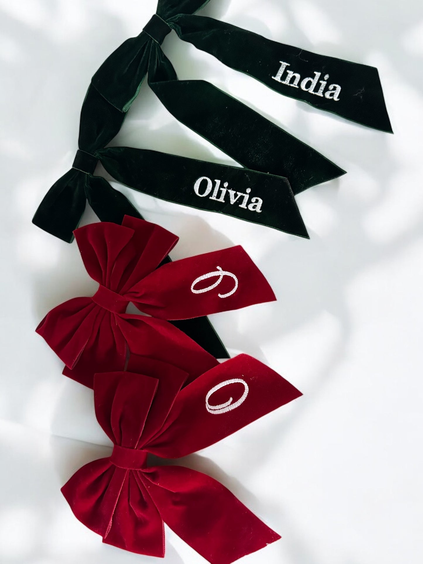 Red velvet personalised Christmas hair bow