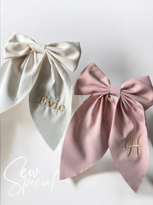 Small personalised chiffon hair bow