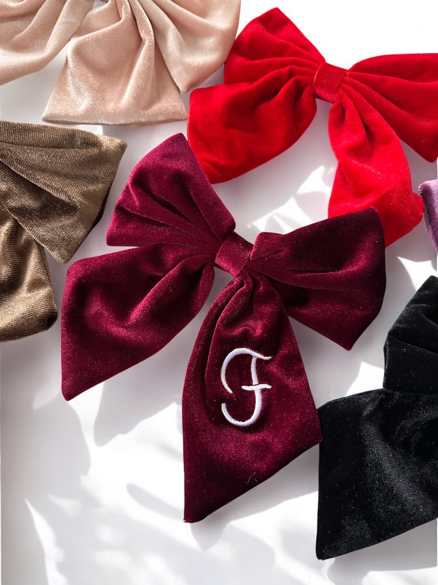 Velvet personalised hair bow