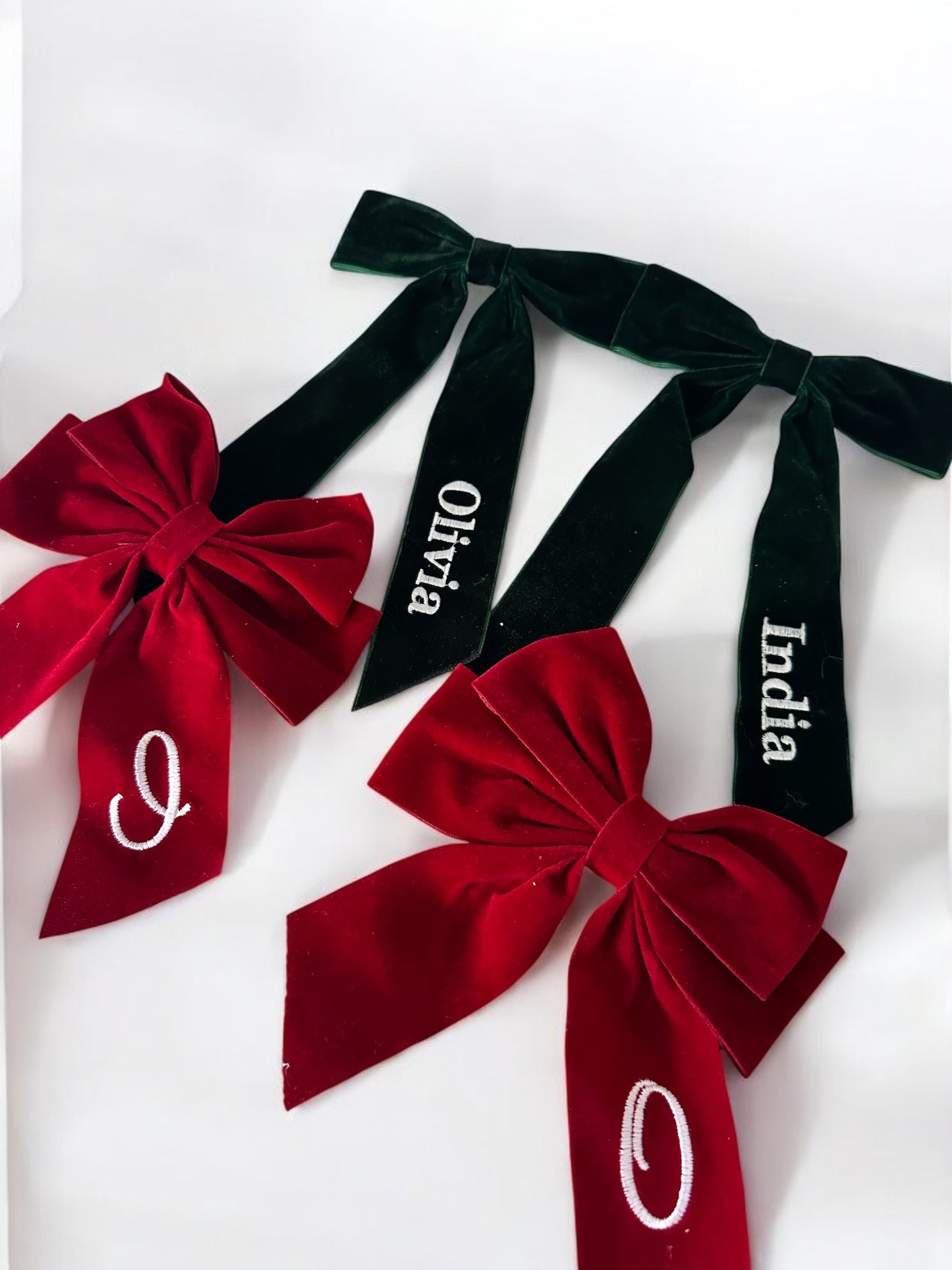 Red velvet personalised Christmas hair bow