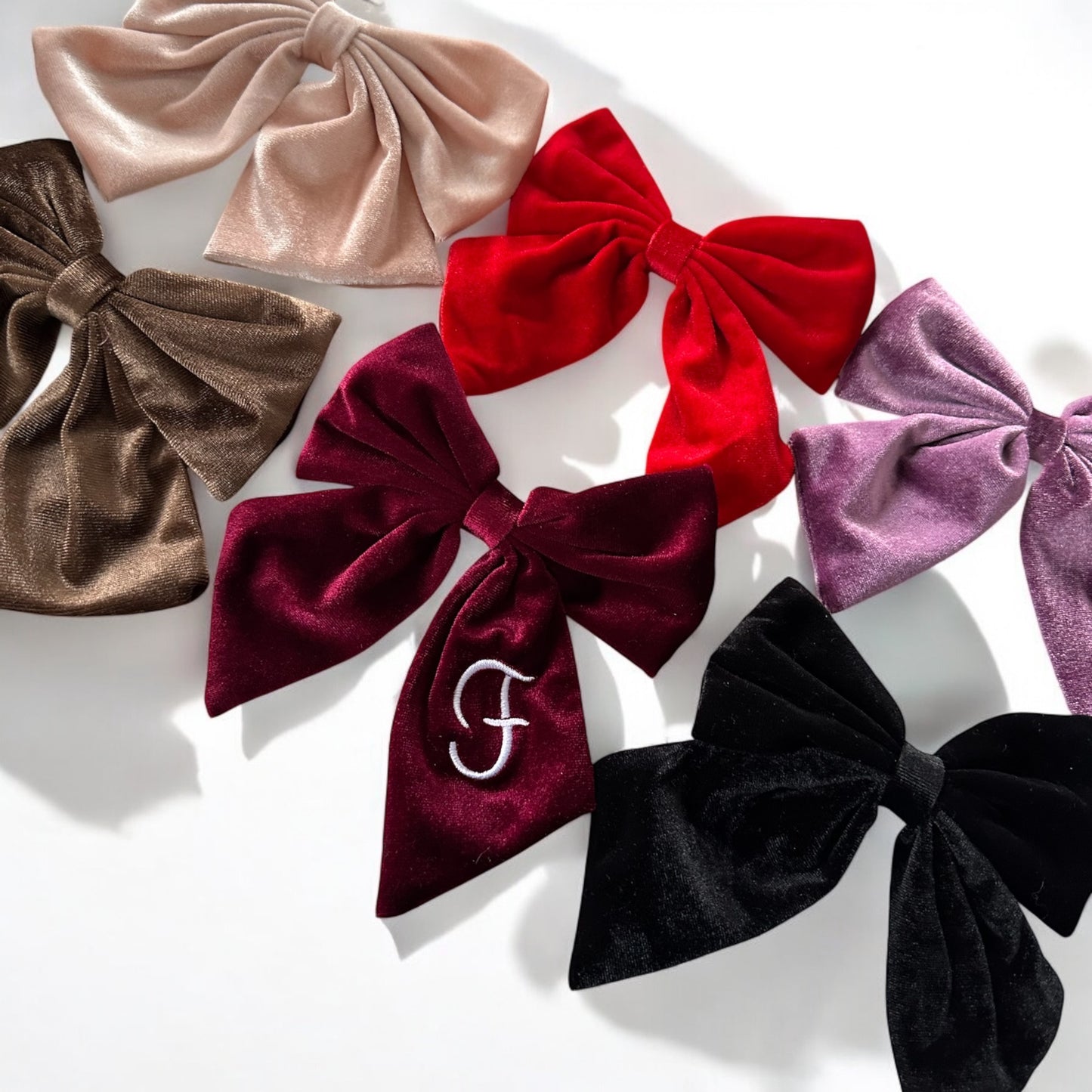 Velvet personalised hair bow