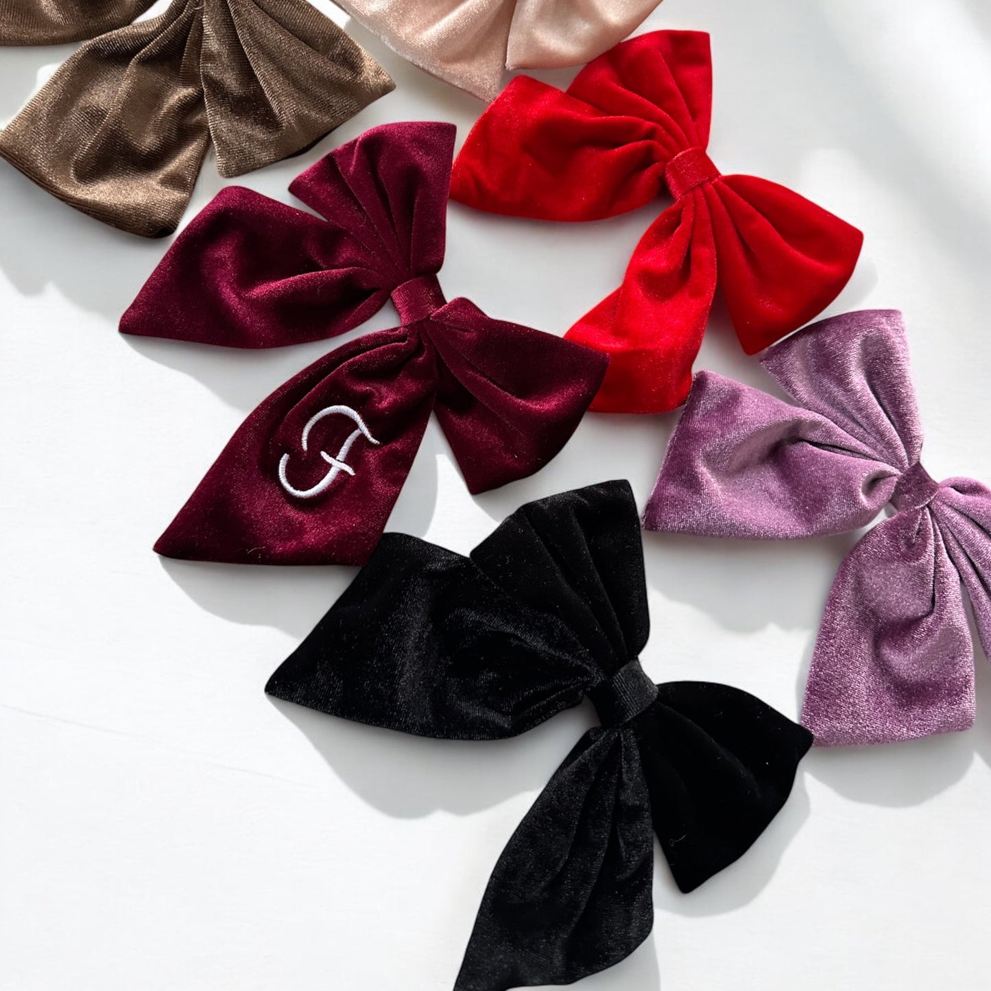 Velvet personalised hair bow